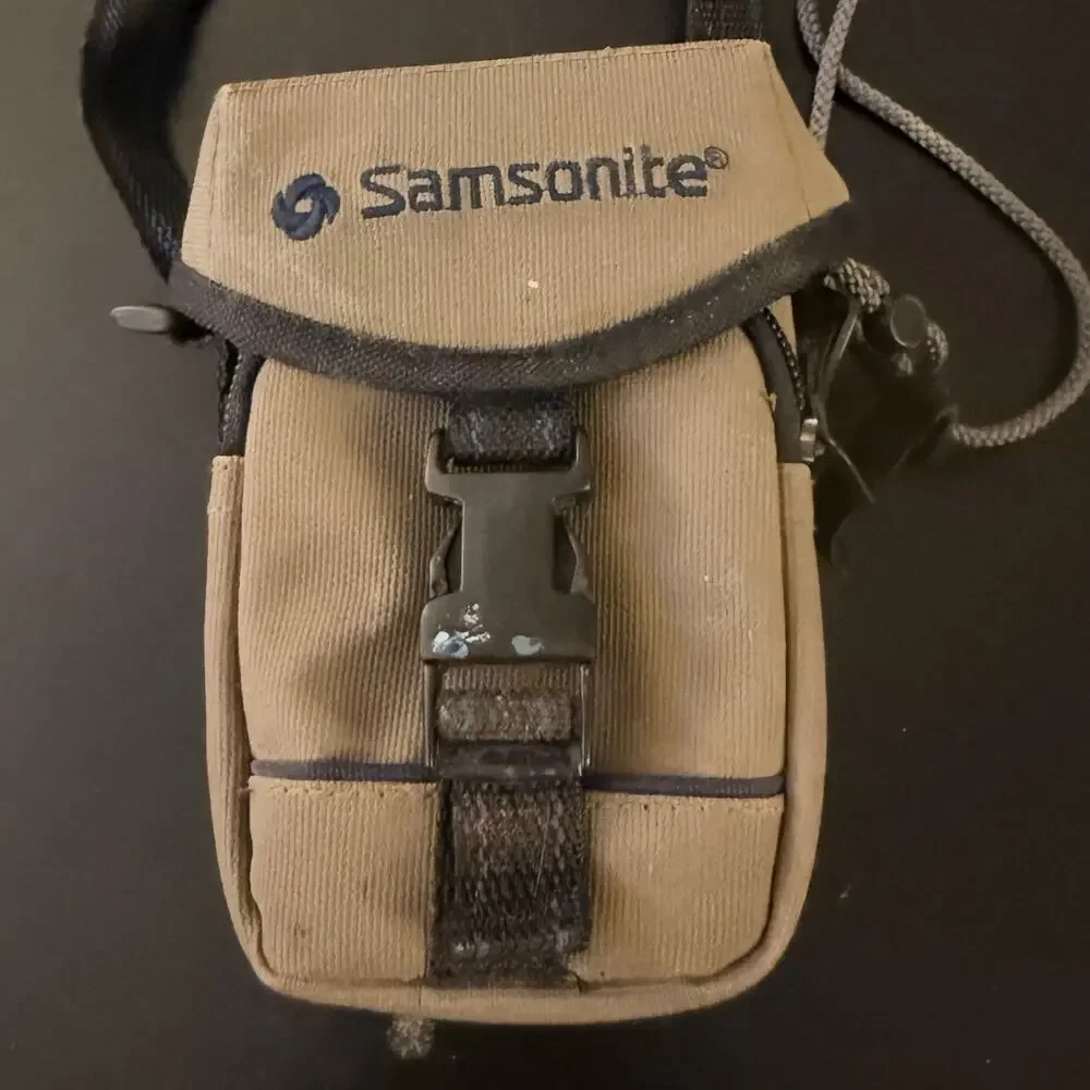 Samsonite Vintage Camera Bag Shoulder Strap Padded Case Canvas Khaki Beige